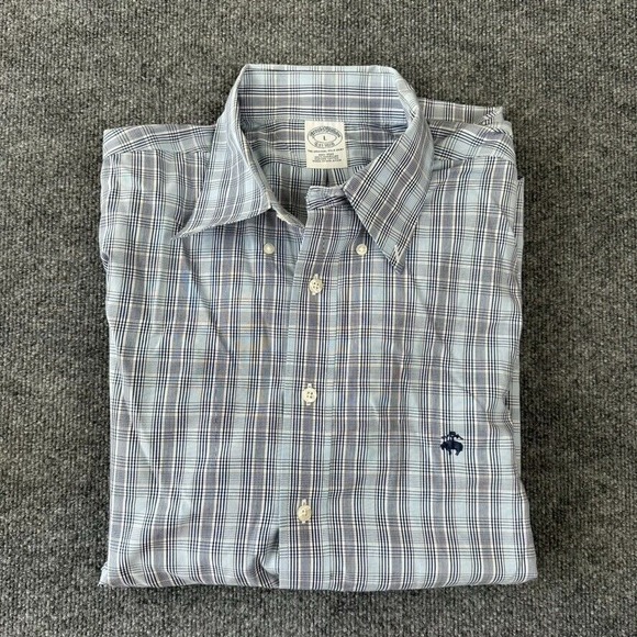 Brooks Brothers Other - Brooks Brothers Button Down Fit Shirt Men's‎ L Plaid Blue White With Logo